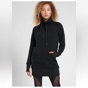 ATHLETA | Cozy Karma 1/4 Zip Dress, BLACK  SIZE M